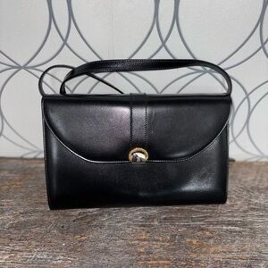 Vintage Bally Black Leather Shoulder cross body Bag Clutch Made in Italy